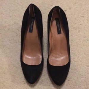 ANN TAYLOR black 4” wedge heels